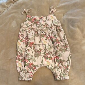 kate quinn Ivory Floral Romper with Green Leaves, Red Berries and Birds